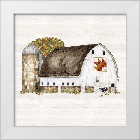 Fall Barn Quilt II White Modern Wood Framed Art Print by Reed, Tara