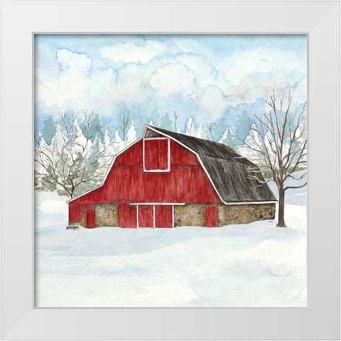 Winter Barn Quilt II White Modern Wood Framed Art Print by Reed, Tara