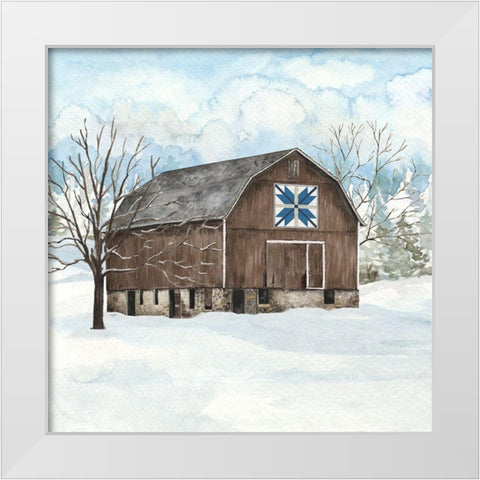 Winter Barn Quilt III White Modern Wood Framed Art Print by Reed, Tara