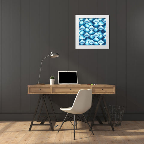 Chinoiserie Abstract Fish Scales I White Modern Wood Framed Art Print by Tre Sorelle Studios