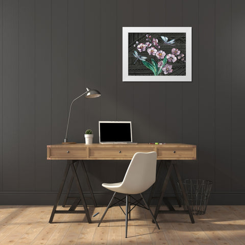 Boho Orchid landscape black White Modern Wood Framed Art Print by Tre Sorelle Studios