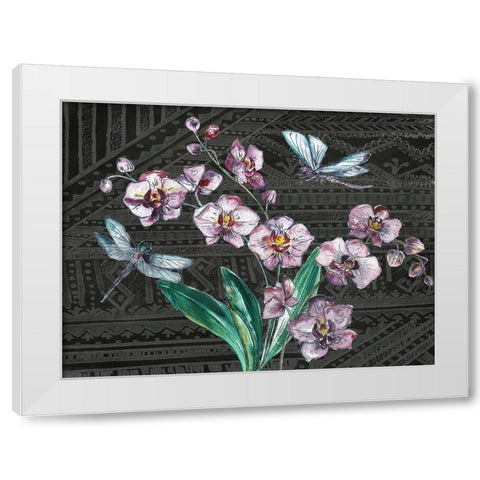 Boho Orchid landscape black White Modern Wood Framed Art Print by Tre Sorelle Studios