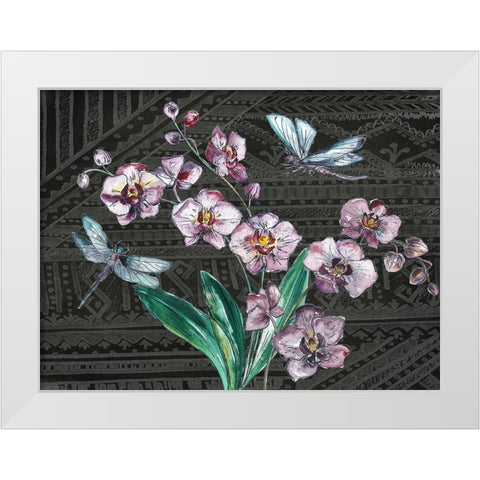 Boho Orchid landscape black White Modern Wood Framed Art Print by Tre Sorelle Studios