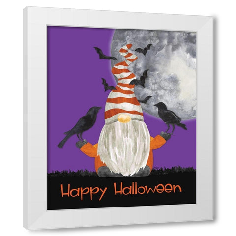Gnomes of Halloween portrait II-Happy Halloween White Modern Wood Framed Art Print by Reed, Tara