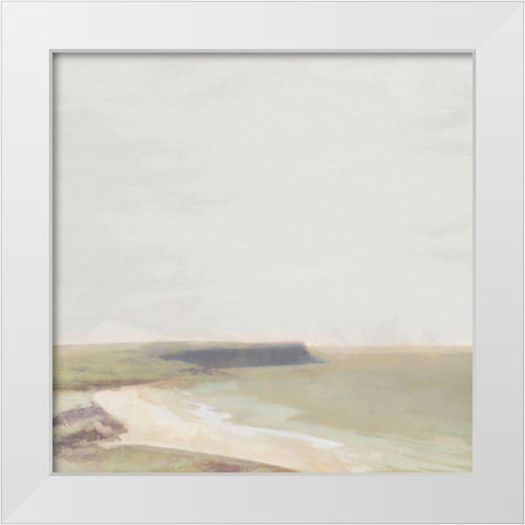 Cornish  Headland White Modern Wood Framed Art Print by Bay, Noah