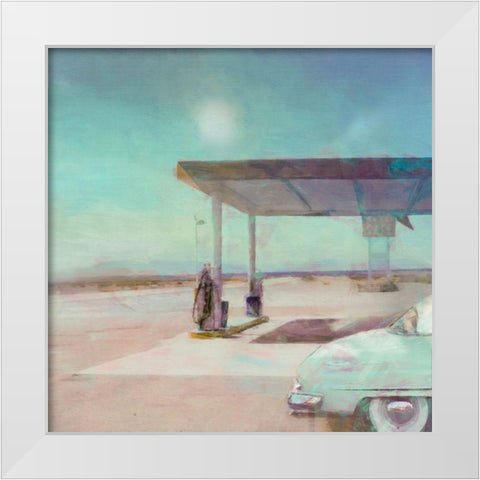 Gas  Stop White Modern Wood Framed Art Print by Bay, Noah