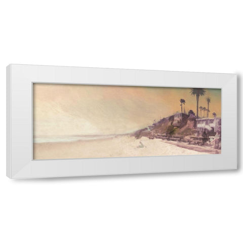 Girl  on the Beach White Modern Wood Framed Art Print by Bay, Noah