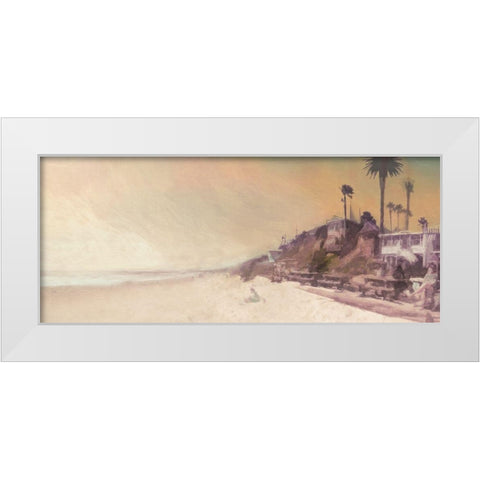 Girl  on the Beach White Modern Wood Framed Art Print by Bay, Noah