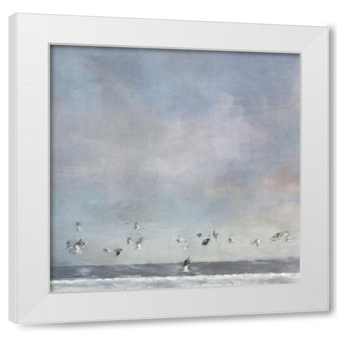Birds  Passing White Modern Wood Framed Art Print by Bay, Noah