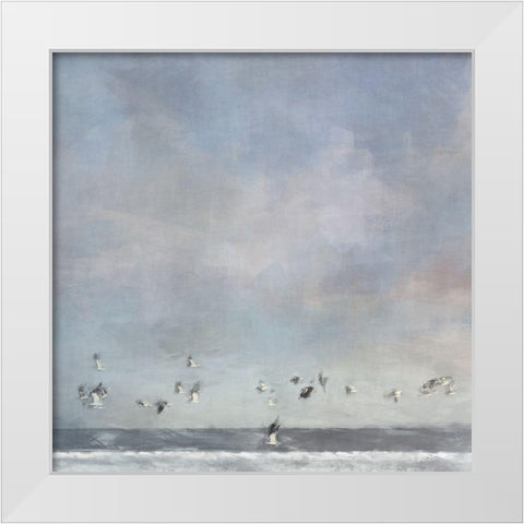Birds  Passing White Modern Wood Framed Art Print by Bay, Noah