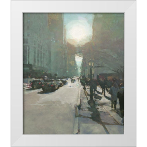 South  on 5th White Modern Wood Framed Art Print by Bay, Noah