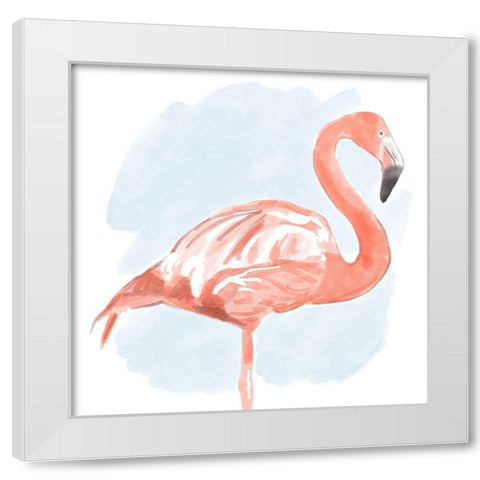 Tropical  Flamingo II White Modern Wood Framed Art Print by Bannarot