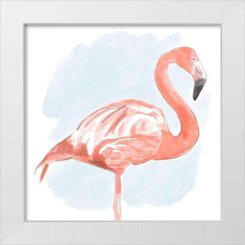 Tropical  Flamingo II White Modern Wood Framed Art Print by Bannarot