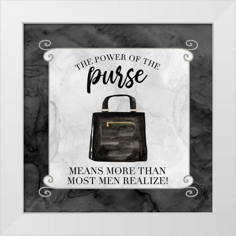 Fashion Humor VI-Power of the Purse White Modern Wood Framed Art Print by Reed, Tara