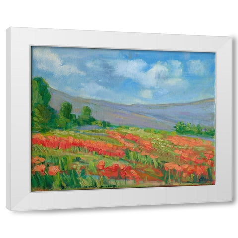Field of Living Coral White Modern Wood Framed Art Print by Fine, Alexi