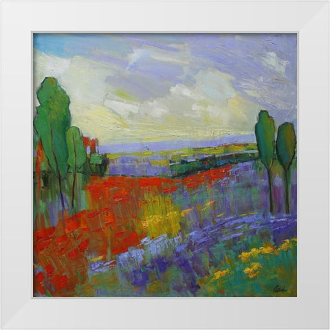 Poppy Field Valley White Modern Wood Framed Art Print by Fine, Alexi