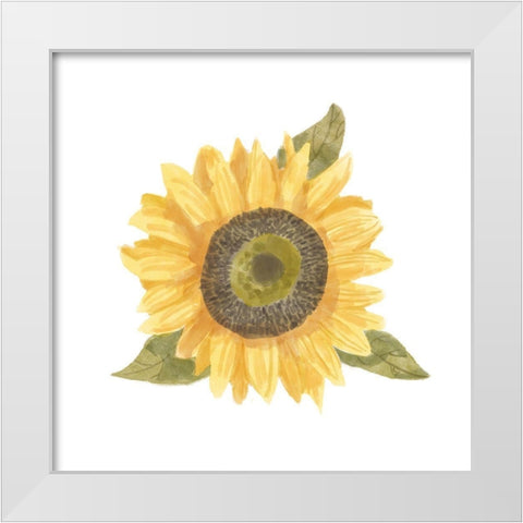 Single  Sunflower I White Modern Wood Framed Art Print by Bannarot