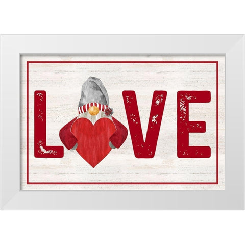 Valentine Gnomes landscape-Love White Modern Wood Framed Art Print by Reed, Tara