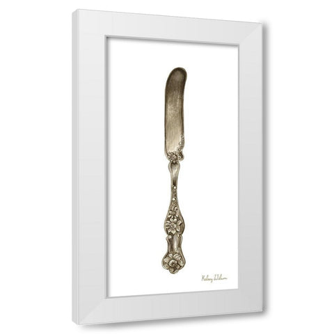 Vintage  Tableware II-Knife White Modern Wood Framed Art Print by Wilson, Kelsey