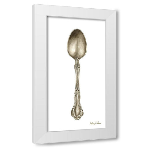 Vintage  Tableware III-Spoon White Modern Wood Framed Art Print by Wilson, Kelsey