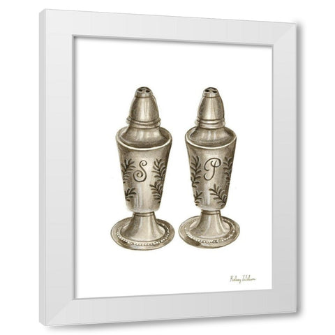 Vintage  Tableware IV-Salt and Pepper White Modern Wood Framed Art Print by Wilson, Kelsey
