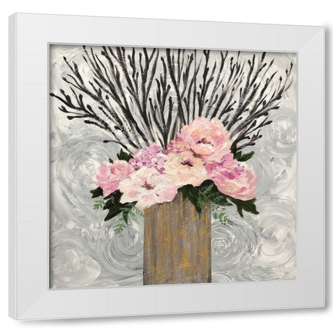 Twiggy  Floral Arrangement White Modern Wood Framed Art Print by Lee C