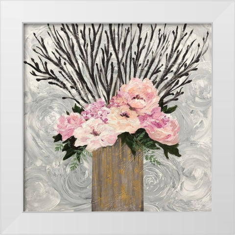Twiggy  Floral Arrangement White Modern Wood Framed Art Print by Lee C