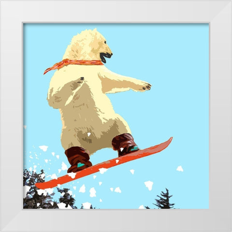 Polar  Bear Jump White Modern Wood Framed Art Print by Bay, Noah