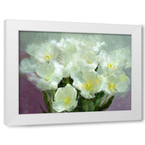 Sunlit  Tulips White Modern Wood Framed Art Print by Bay, Noah