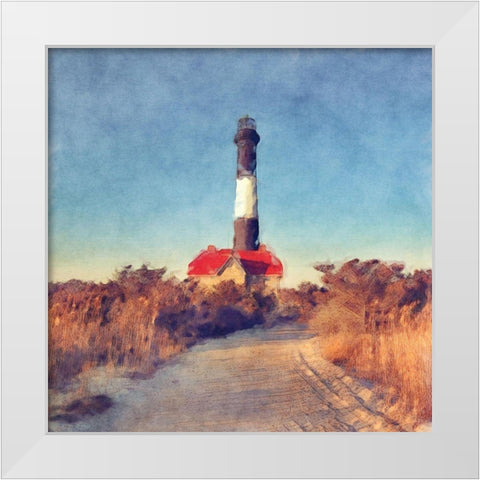 Fire  Island Light White Modern Wood Framed Art Print by Bay, Noah