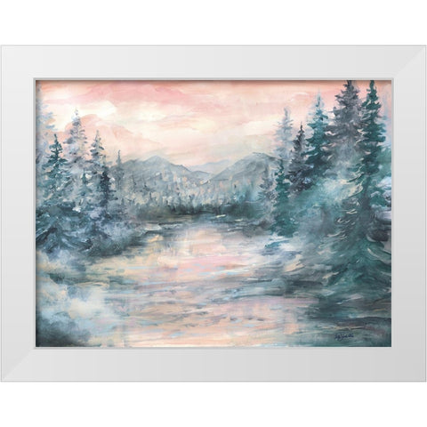 Morning  Mist at Pine Lake White Modern Wood Framed Art Print by Tre Sorelle Studios