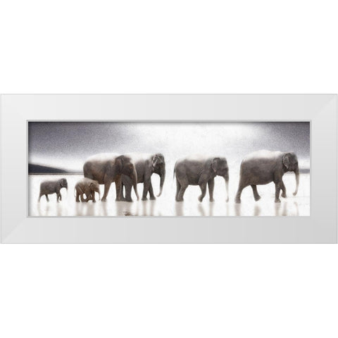 Elephant  Mirage White Modern Wood Framed Art Print by Bay, Noah
