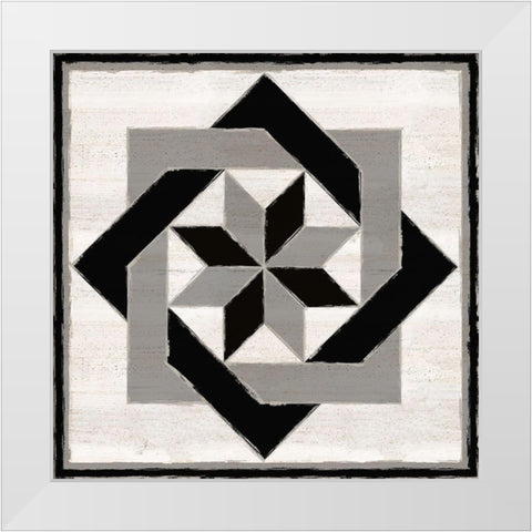 Black  and White Quilt Block XII White Modern Wood Framed Art Print by Reed, Tara