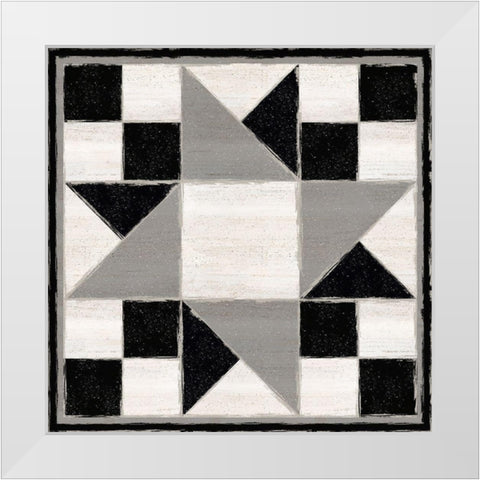 Black and  White Quilt Block XIII White Modern Wood Framed Art Print by Reed, Tara