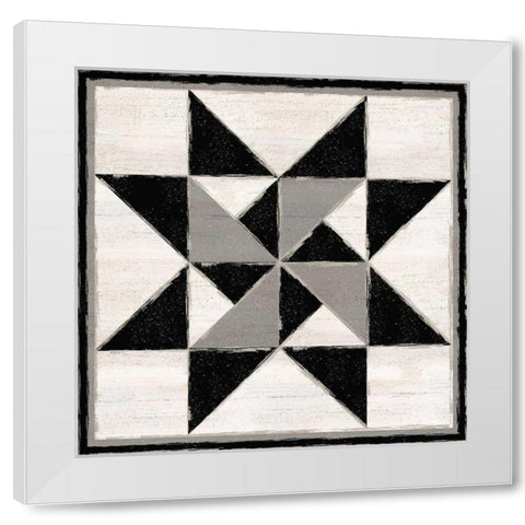 Black  and White Quilt Block XIV White Modern Wood Framed Art Print by Reed, Tara