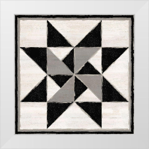 Black  and White Quilt Block XIV White Modern Wood Framed Art Print by Reed, Tara