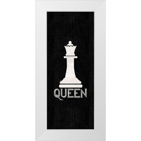 Chess Piece vertical black II-Queen White Modern Wood Framed Art Print by Reed, Tara