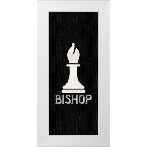 Chess Piece vertical black III-Bishop White Modern Wood Framed Art Print by Reed, Tara