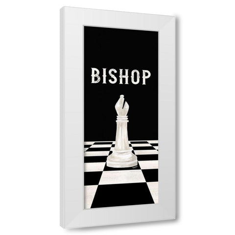 Rather be Playing Chess Pieces white panel IV-Bishop White Modern Wood Framed Art Print by Reed, Tara