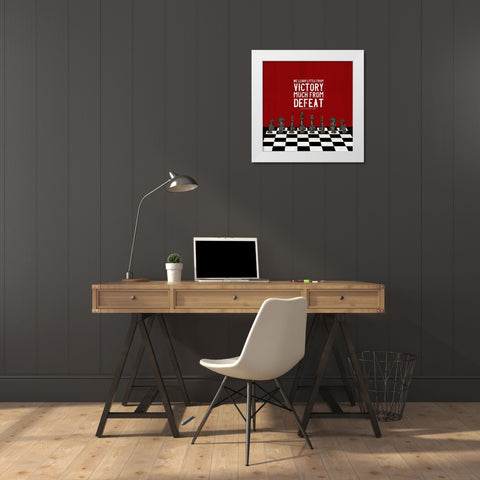 Rather be Playing Chess red II-Learn More White Modern Wood Framed Art Print by Reed, Tara