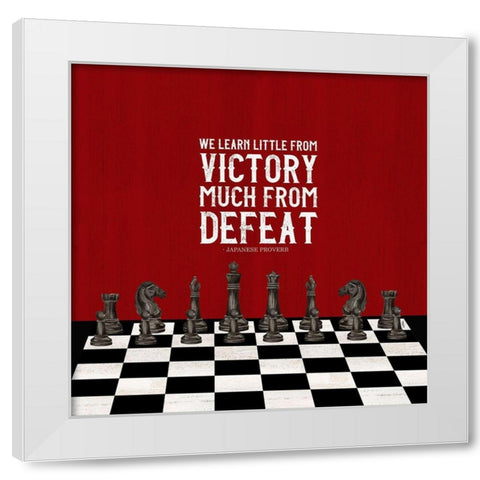 Rather be Playing Chess red II-Learn More White Modern Wood Framed Art Print by Reed, Tara