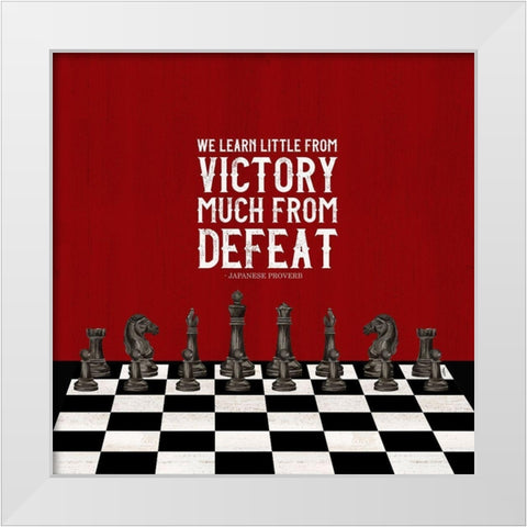 Rather be Playing Chess red II-Learn More White Modern Wood Framed Art Print by Reed, Tara