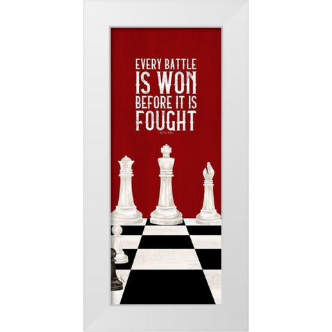 Rather be Playing Chess red panel I-Every Battle White Modern Wood Framed Art Print by Reed, Tara