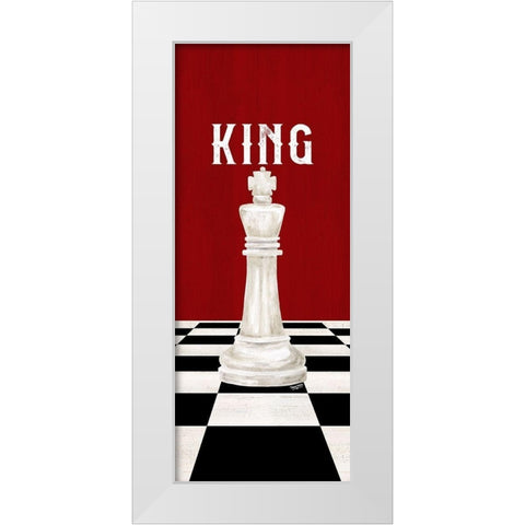 Rather be Playing Chess Pieces red panel V-King White Modern Wood Framed Art Print by Reed, Tara