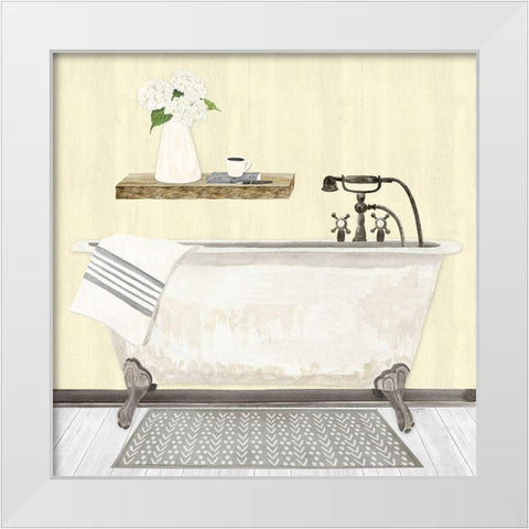 Farmhouse Bath I gray And yellow 2-Tub White Modern Wood Framed Art Print by Reed, Tara