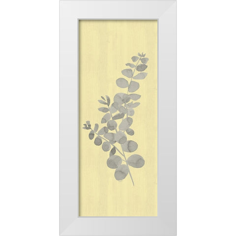 Natural Inspiration Eucalyptus vertical gray And yellow I White Modern Wood Framed Art Print by Reed, Tara