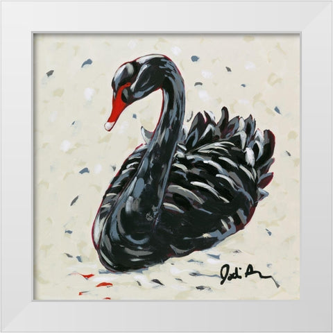 Black Swan White Modern Wood Framed Art Print by Augustine, Jodi