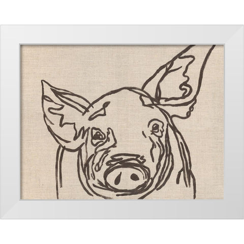 Farm Sketch Pig White Modern Wood Framed Art Print by Bryan, Kathleen