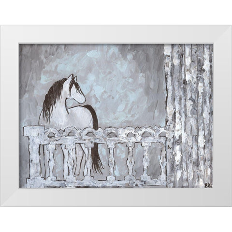 Farm Sketch Horse stable White Modern Wood Framed Art Print by Bryan, Kathleen