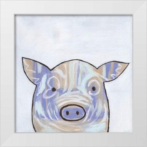 Paint Splotch Pig White Modern Wood Framed Art Print by Bryan, Kathleen